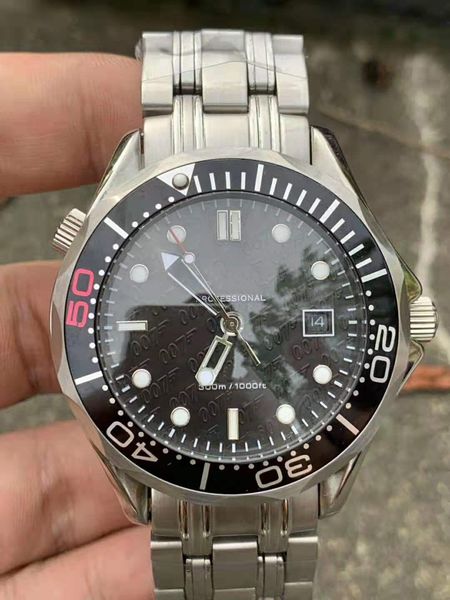 

classic fashion james bond 007 series men watch ,automatic mechanical luxury black 42mm large dial movement designer wristwatch, Slivery;brown