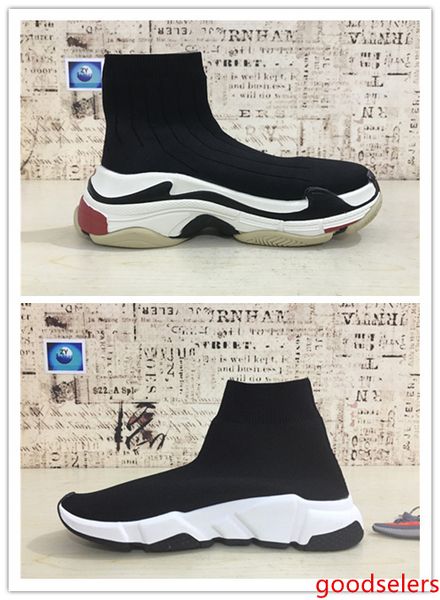 

2019 triple s paris speed runner knit deep blue sock shoes original trainer runner sneakers race mens women sports shoes