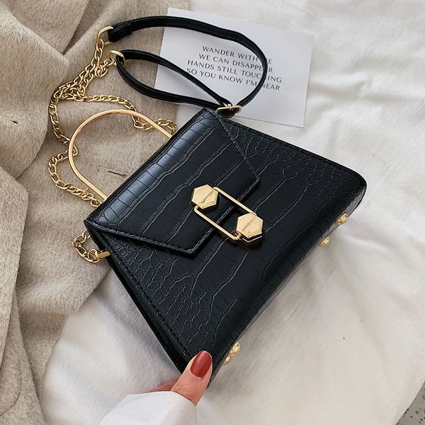 

multipurpose alligator metal handle messenger ladies bags design metal lock shoulder bags women simple chain crossbody bag flap