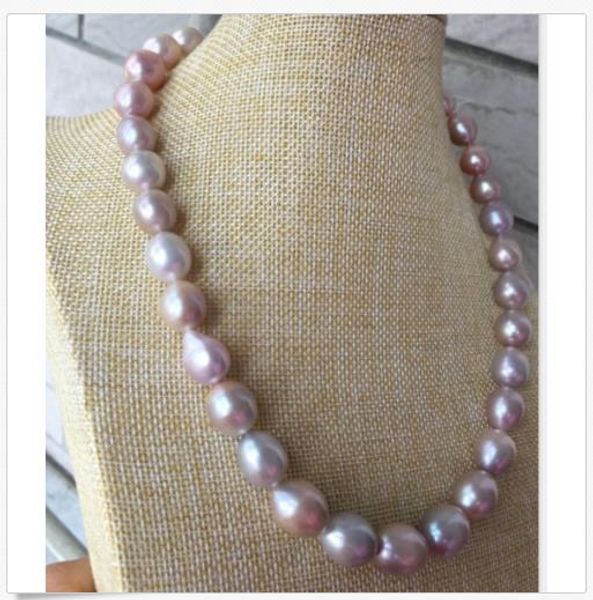

huge 13-14mm south sea baroque lavender pearl necklace 18inch 14k, Silver