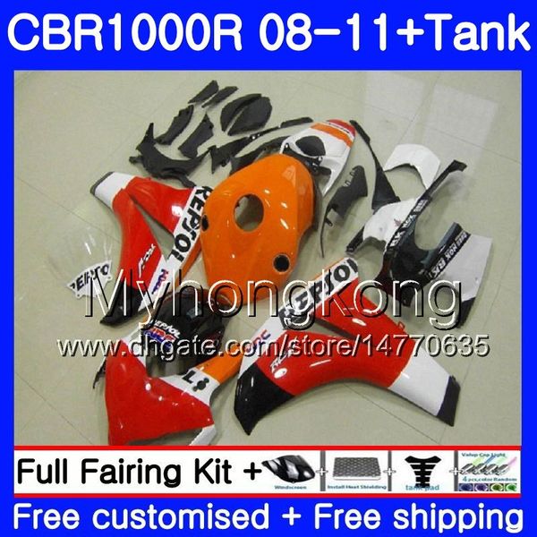 Carrozzeria + serbatoio per HONDA CBR 1000RR CBR 1000 RR Repsol rosso arancione 2008 2009 2010 2011 277HM39 CBR1000 RR 08 10 11 CBR1000RR 08 09 10 11 Carenatura