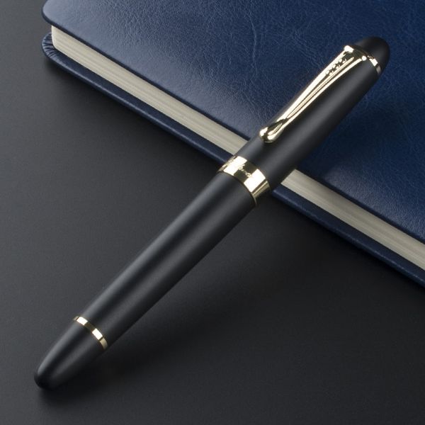 

matte black metal roller ball pen with gold clip school office stationery men writing ball pens gift, Blue;orange