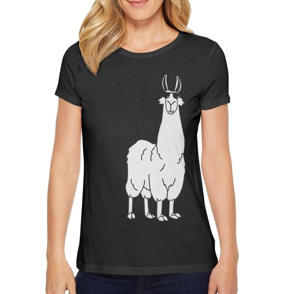 

ladies no prob llama animal fashion t-shirt printing personality cotton shirt novel short-sleeved fat cute llamaste rainbow llama no on, White