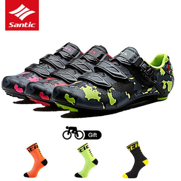 

santic bike cycling shoes breathable road riding team bicycle shoes sapatilha zapatillas ciclismo self-locking bike sneakers, Black