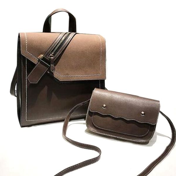

pu leather backpack female fashion school backpack girl brown retro