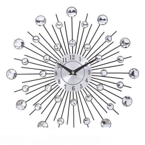 

vintage metal crystal sunburst wall clock large morden wall clocks design home art decor 33cm large size living room