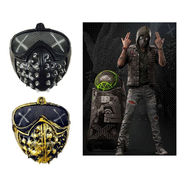 

game watch dogs 2 wd2 mask marcus holloway wrench cosplay rivet face mask half face pvc party cosplay props horror watchdog