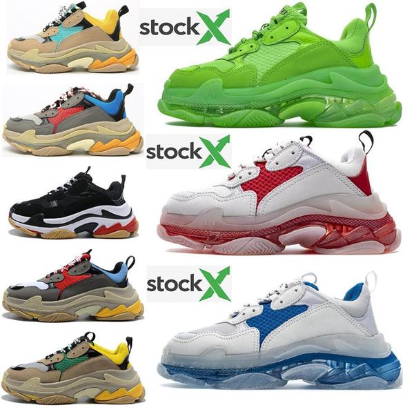 

crystal bottom triple-s leisure shoes luxury dad shoes platform triple s 17fw sneakers for men women vintage kanye old grandpa trainer, Black