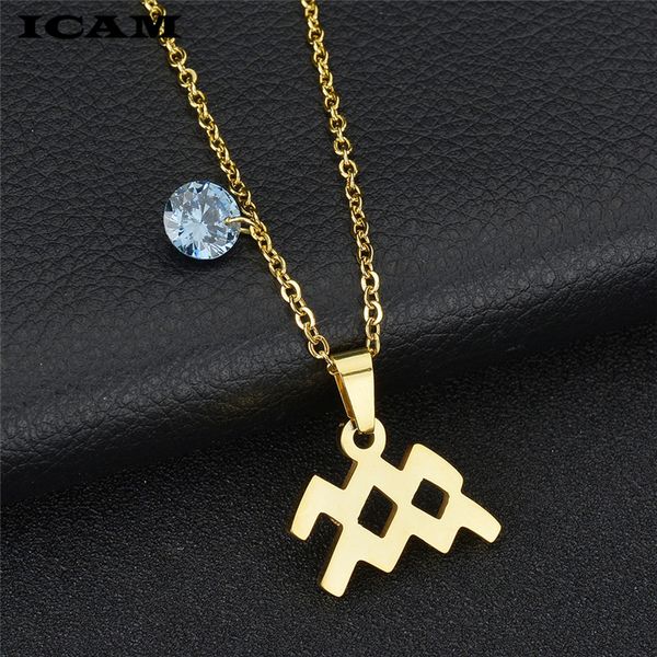 

icam gifts sale zodiac sign 12 constellations pendant rhinestone clavicle chain women & mens jewelry necklaces for hip hop, Silver
