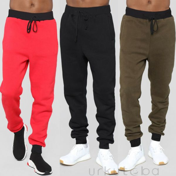 

mens sport trousers sweat pants jogging joggers tracksuit hiphop casual bottoms, Black