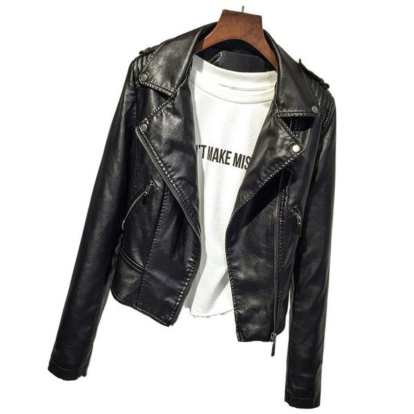 

autumn winter women's short pu leather jacket coat black pink zipper motorcycle basic jackets outwear female chaqueta mujer