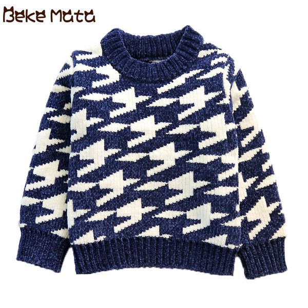 

beke mata детские свитера для мальчиков зима 2018 года хлопок плюс теплый вязаная пуловер верхнего качества новогоднего детского свитера 3-1, Blue