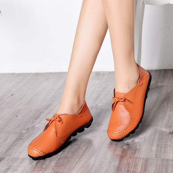 

nice spring women oxfords shoes casual women flats shoes genuine leather lace up moccasins loafers slip on ballet flats, Black