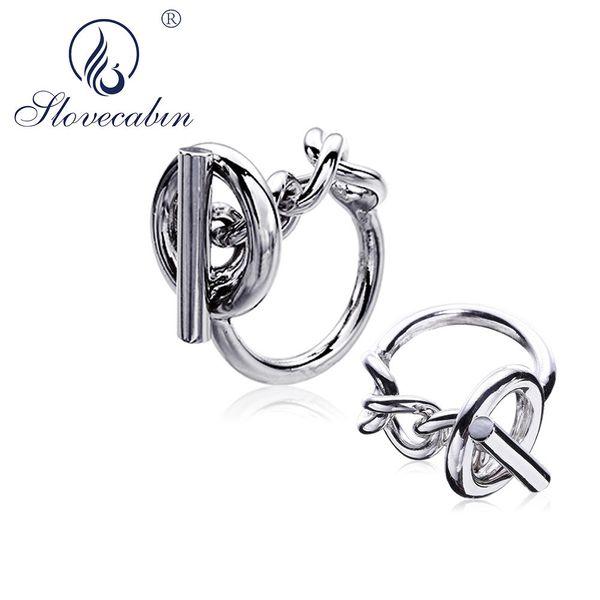 

slovecabin vintage men jewelry authentic 925 sterling silver lock wedding rings bague femme marage argent rings for women, Golden;silver