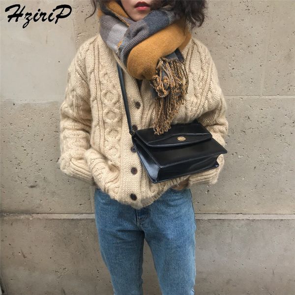 

hzirip 2019 sweet fashion knitted women sweater autumn winter loose casual cardigans warm slim casual female fresh outwear, White;black