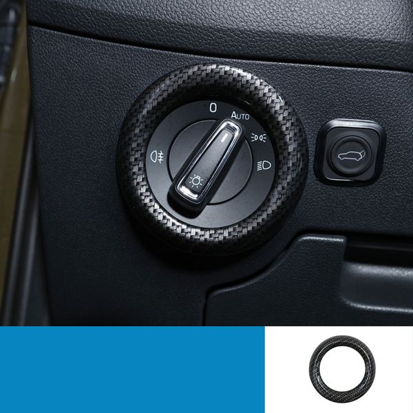

lsrtw2017 for kodiaq car headlight switch knob ring trims carbon fiber interior accessories 2016 2017 2018 2019 2020