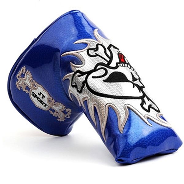 

high-end embroidery beautiful skull pu putter set black