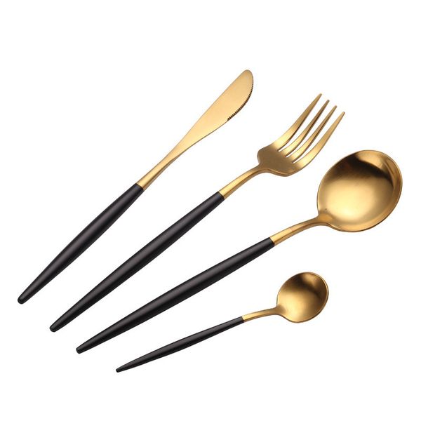 

new black cutlery tableware stainless steel set simple fashion camping mountaineering hiking outdoor products portable ing