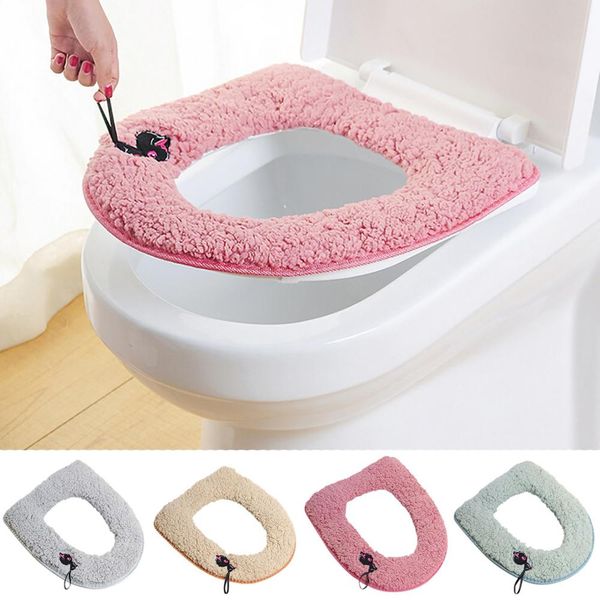 

toilet seat glued type case warmer toilet accessories washable cute embroidered cartoon thicken toilet seat covers
