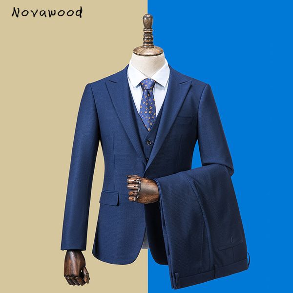 

novawood blue business wedding groom dress three pieces formal suits 2020 new arrival groom tuxedo, White;black