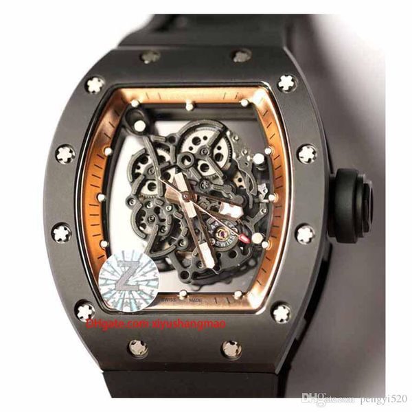 

rc48-4 designer watch, skeleton design, rm055 series, ceramic case, automatic movement, imported rubber strap, folding buckle. multiple colo, Slivery;brown