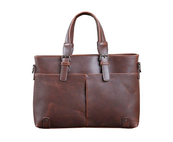 

pu leather shoulder bag men crossbody messenger bag fashion tote handbag leisure brown black