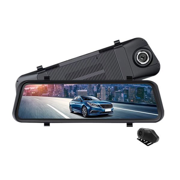

streaming media car dvr press screen 1080p hd night-vision rearview mirror driving recorder large new style dash camera