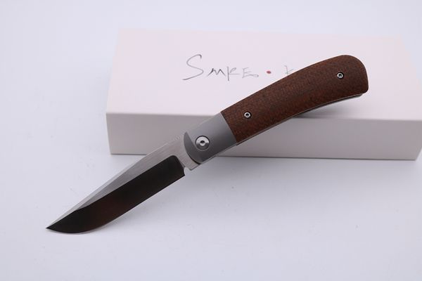 

SMKE ножи Траппер передний Флиппер карманный складной нож D2 лезвие микарта инкрустация Титановая ручка выживания тактические ножи открытый охотничий нож