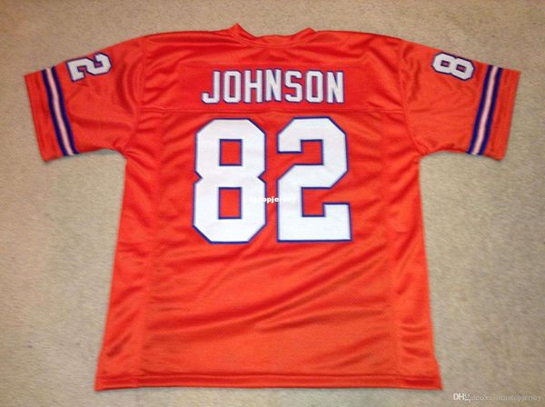 

retro custom sewn stitched #82 vance johnson orange mitchell & ness jersey high-end men's football jerseys college ncaa, Black;red
