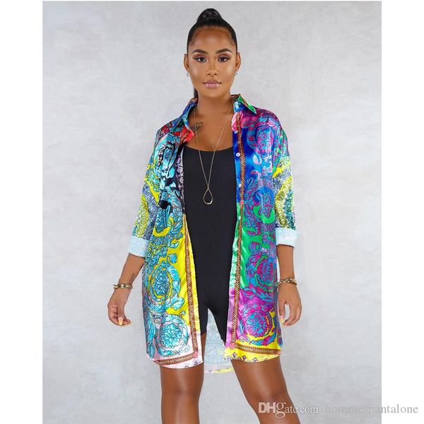 

весна женщин конструктора рубашки платья мода отворотом шеи женские платья вскользь женщины цифровая печатная одежда, Black;gray