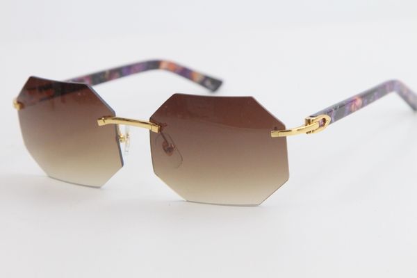 C8th Metall Randlose Adumbral Marmor Plank Shield Sonnenbrille Hochwertige Brille Gold Designer Herren Damen Luxus Sonnenbrille