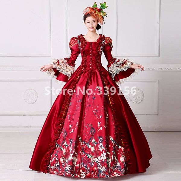 

burgundy victorian period costume vintage long ball gown dress marie antoinette pertty long dress civil war, White;black