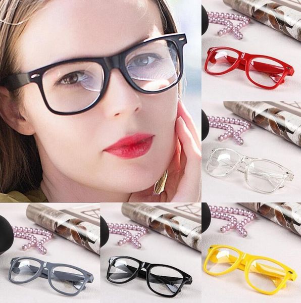 

rivet sunglasses 17 colors retro punk geek style clear lens plastic glasses solid color eyewear ooa8066, White;black