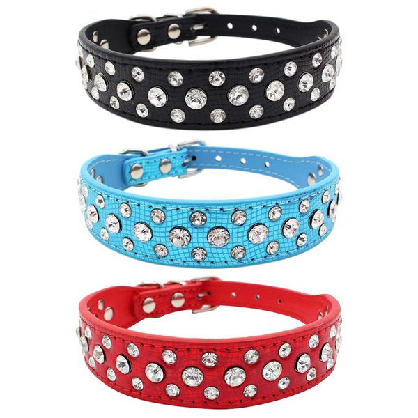

pu leather dog collar bling adjustable rhinestone cat pet pink collars for small medium pets xs s m chihuahua