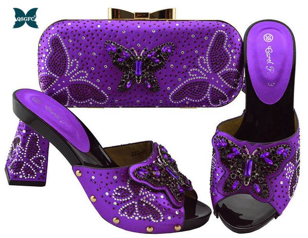 

selling shoes and bag set african sets 2019 ladies italian design shoes and bag set decorated with rhinestone nigeria, Black