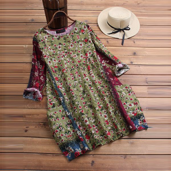 

women womens blouses womens and blouses o neck patchwork random floral print vintage blouse women plus size 1228, White