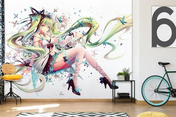 

self-adhesive] 3d hatsune miku 45454454417 japan anime wall paper mural wall print decal murals
