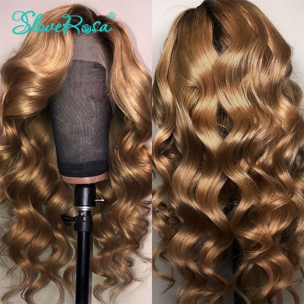 Großhandel Deep Wave Ombre Blonde Brasilianische Full Lace Front Perücken mit Babyhaar 360 Lace Frontal Vorgezupfte synthetische Perücke für Frauen