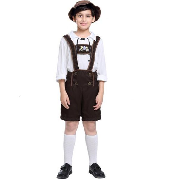 

kid fashion boy germany bavaria oktoberfest beer festival work clothes costume halloween carnival party cosplay a042, Black;red