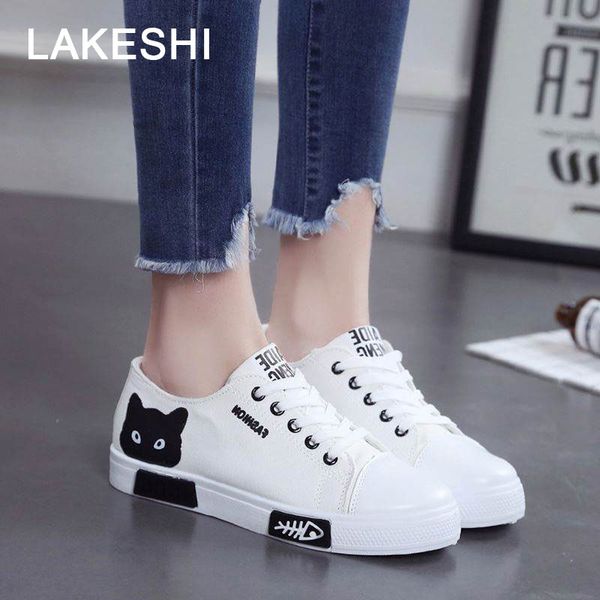

Cartoon Women Canvas Shoes Fashion Women Vulcanize Shoes 2018 Summer female Shoes Lace Up Casual Board Women Sneakers