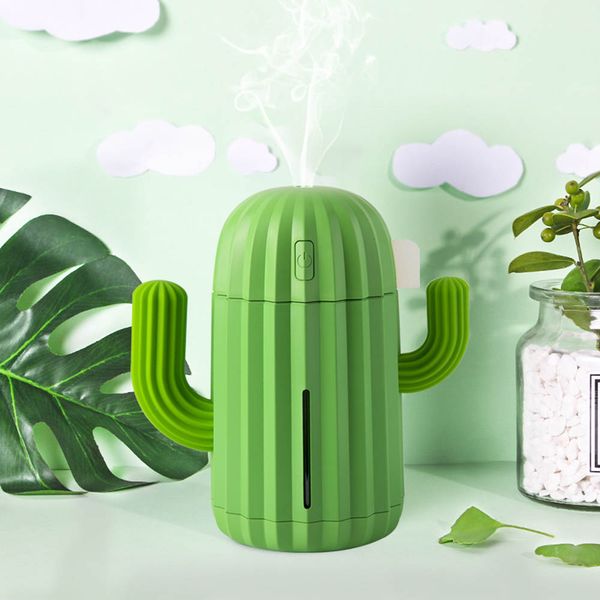 

340ml usb ultrasonic air humidifier cactus timing aromatherapy essential oil diffuser aroma mist maker fogger mini with light