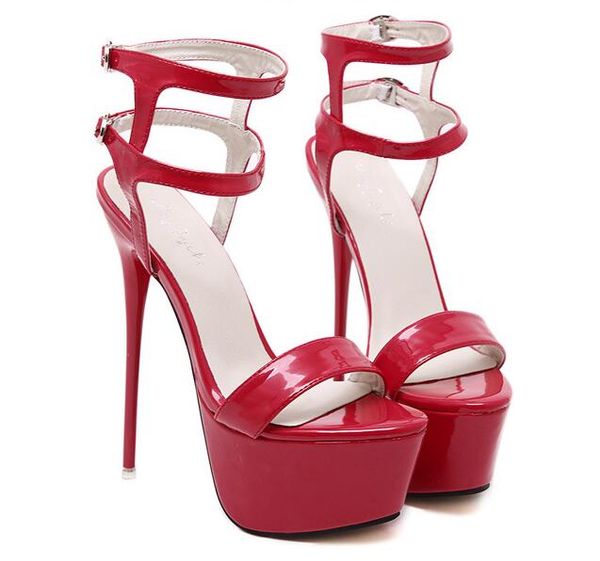 

new ultra high stiletto heel 16cm sandals female summer fine with waterproof platform high heels pump sandels ladies, Black