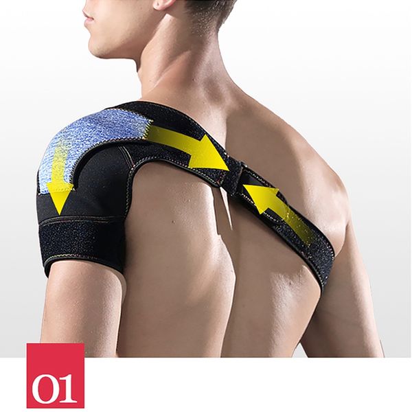 

single shoulder support wrap adjustable compression brace sleeve pad fitness sportswear accessories, Black;blue