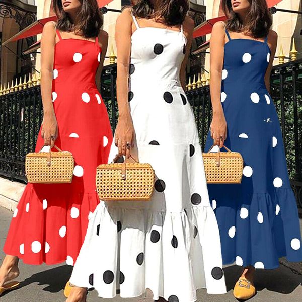

2019 new summer dress women polka dot sleeveless strapless evening party long dress sundress beachwear female vestidos, Black;gray