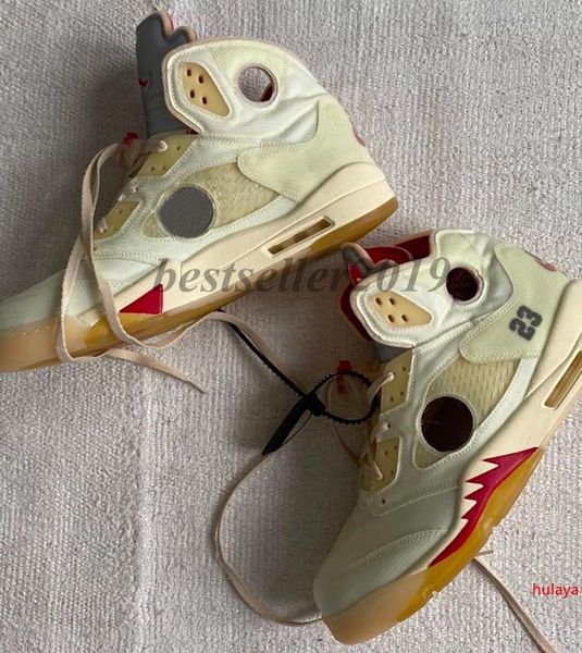 

new off mens 5 sail white metallic fire red 3m reflective 23 basketball shoes ct8480-100 5s cream sports sneakers with