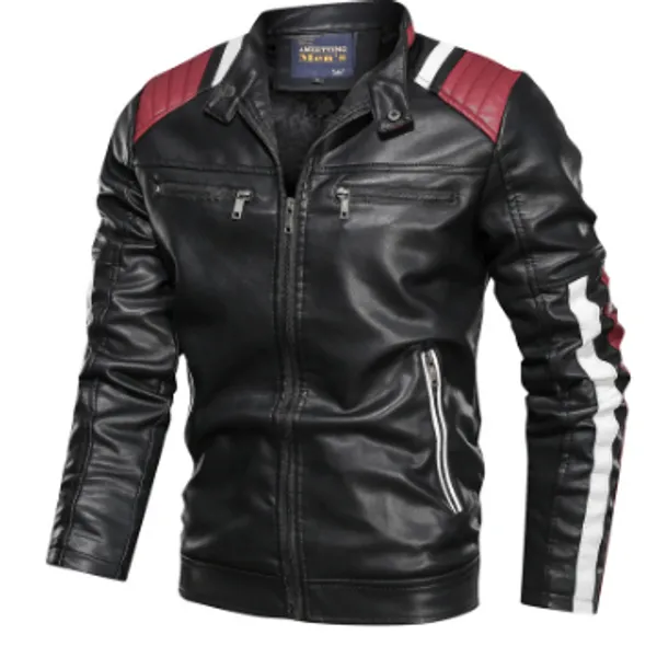 

2020 осень зима мужская кожаная куртка повседневная мода стенд воротник куртки мотоцикла мужчины тонкий стиль кожа качества мужчины, Black;brown