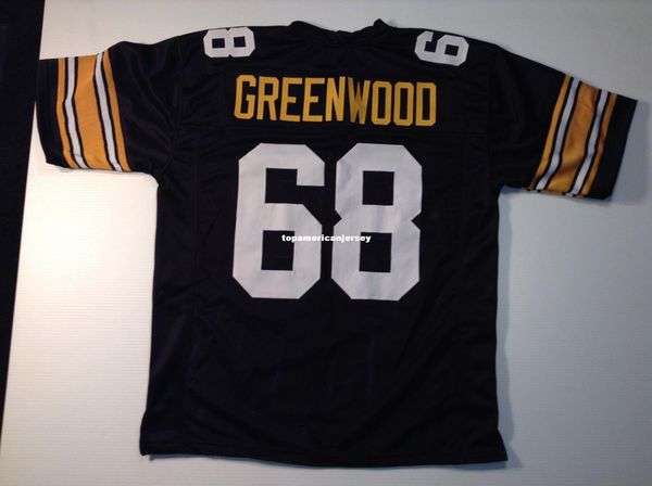 

retro custom sewn stitched #68 .c. greenwood black mitchell & ness jersey s-5xl,6xl men's football jerseys rugby, Black;blue