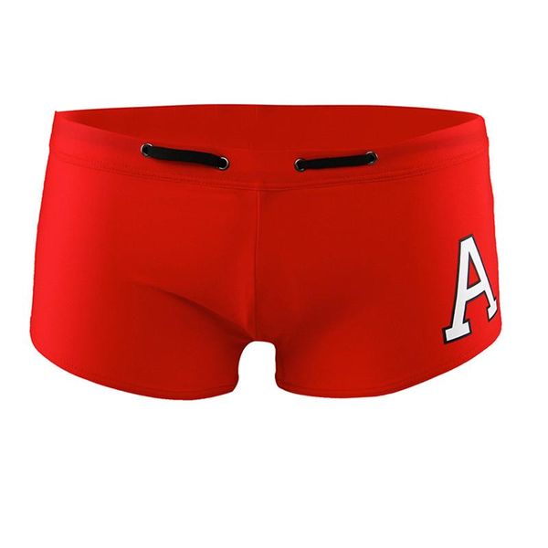 

men's stretchy printed boxer swim briefs elastic drawstring decorated swimming trunks water shorts