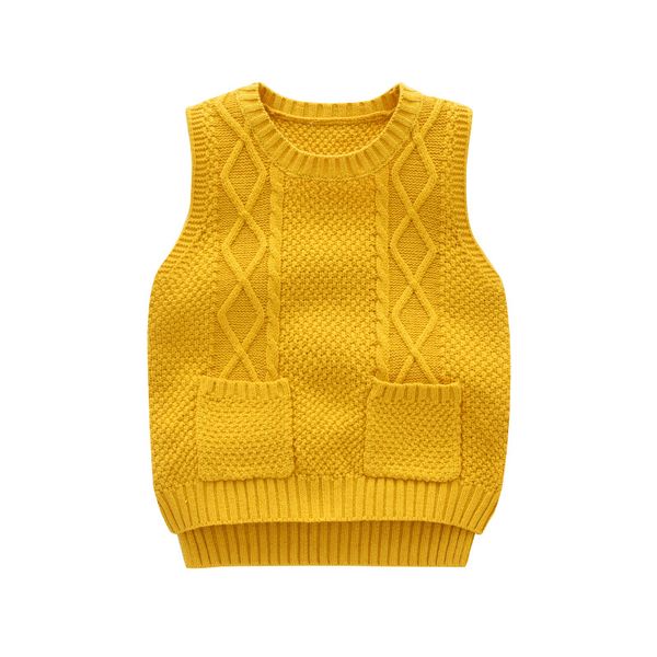 

2019 autumn and winter korean-style new style kids' sweater pure cotton vest children pure cotton pullover waistcoat fashion, White