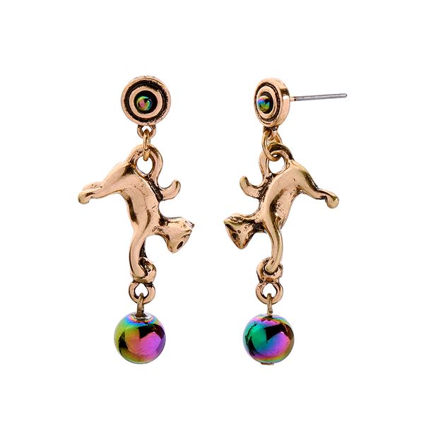 

simple design drop earring handmade vintage ethnic acrylic pearl animal earring for women wholesale date gift jewelry, Silver